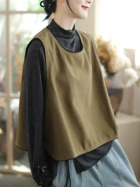 

Женский жилет больших размеров 300 Pou: осенне-зимний, свободный, стройнящий, повседневный, винтажный топ для девочек-подростков и женщин