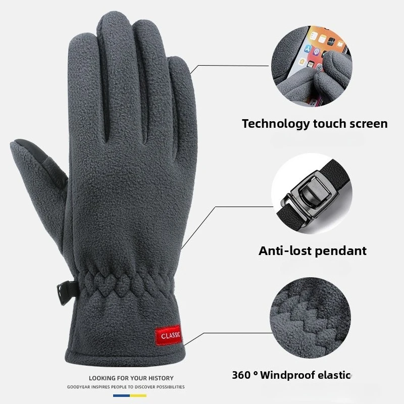 شتاء دافئ المخملية مبطن يندبروف المضادة للانزلاق شاشة تعمل باللمس الرياضة القيادة في الهواء الطلق ركوب الرجال والنساء يندبروف قفازات دافئة #3