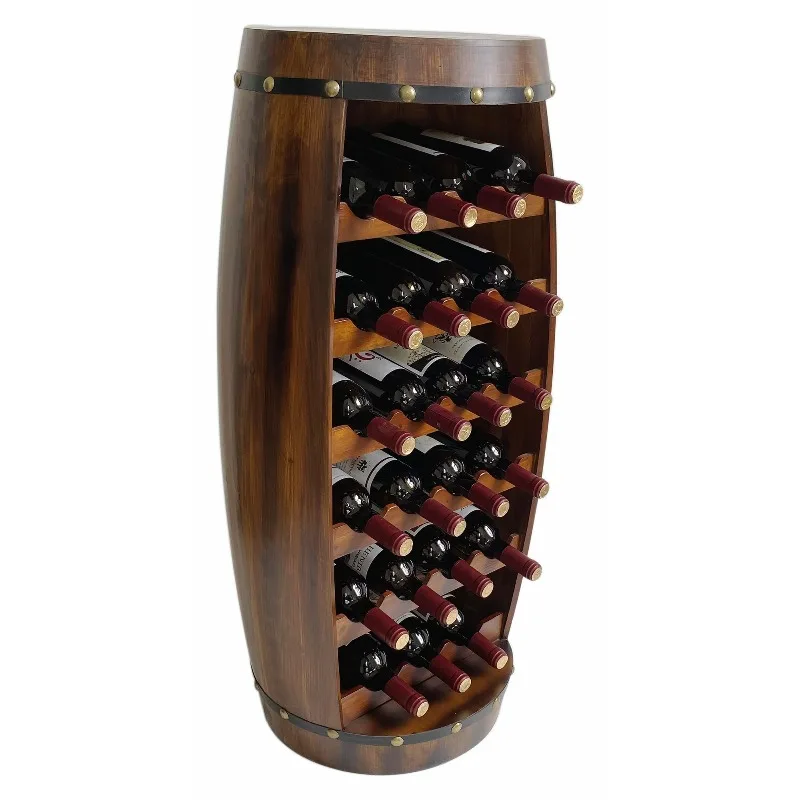 

Solid wood rack red wine ornaments household large barrel red wine rack Internet celebrity