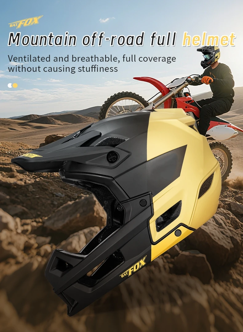 BATFOX Full Face Fahrradhelm Männer Frauen Downhill Off-Road Radfahren Motorrad Outdoor Sport Schutz Sicherheit MTB Fahrradhelme – Detail 1