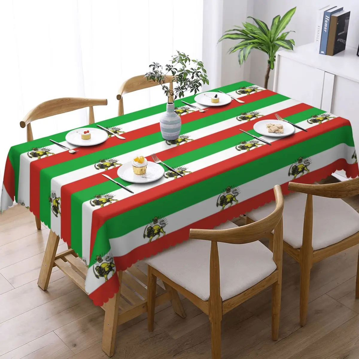 Flag Of Persia Iran Pahlavi Customized Rectangular Tablecloth Oilproof Table Cover for Festival Party Decorations Table Cloth