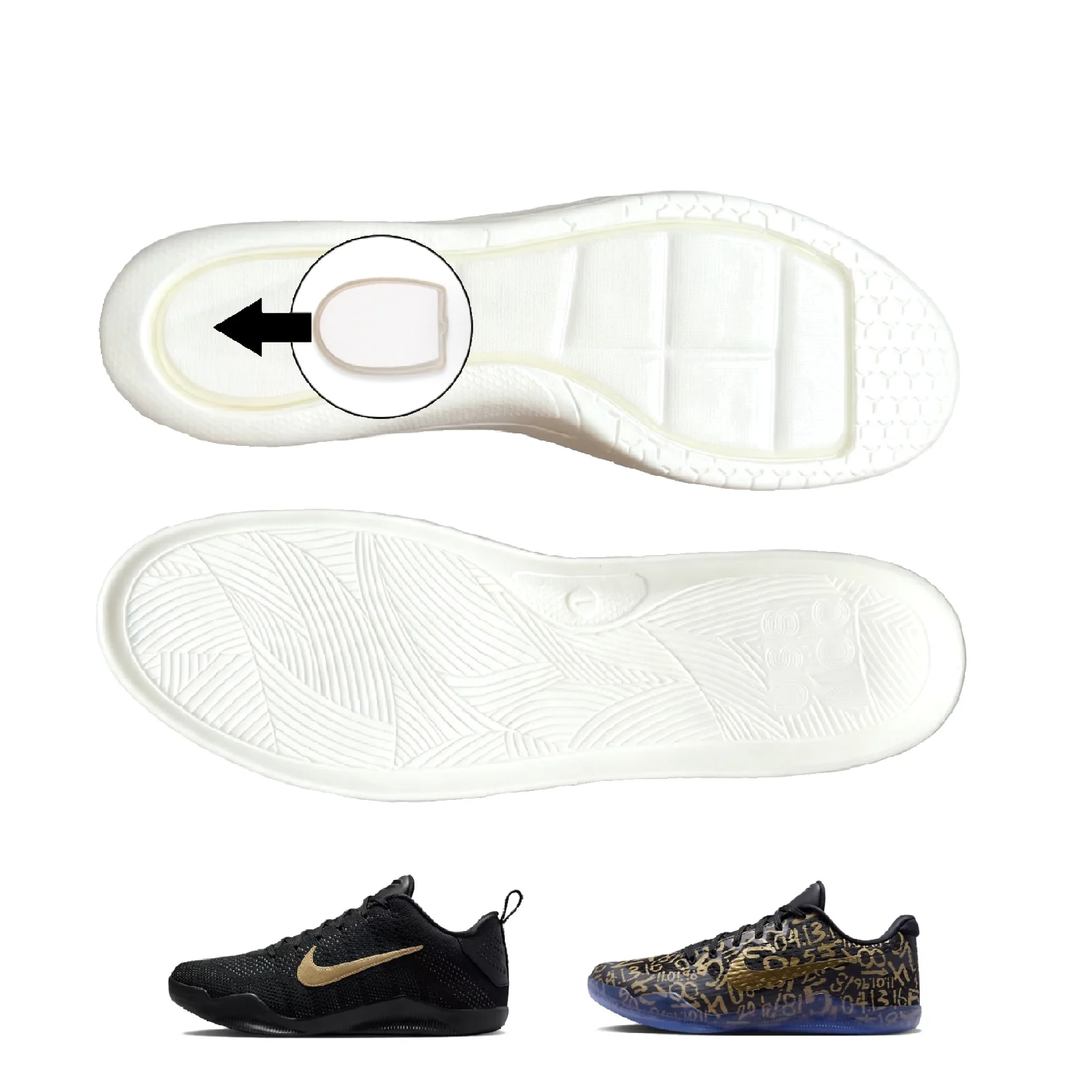 US8ACC Kobe11 Shoe Insoles Full Palm Horsehoof Zoom Air Cushion Supercritical Fork Carbon Plate Midsole Sports Shoe Accessories