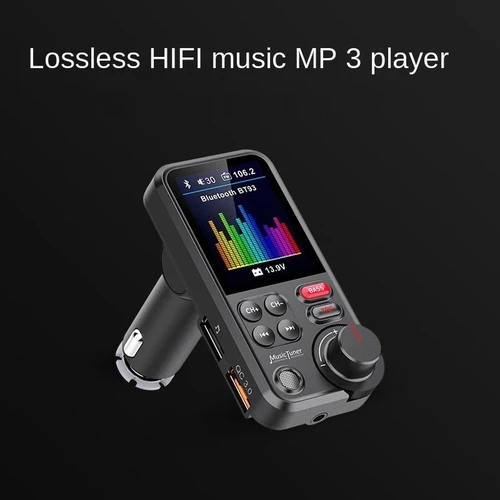 Imagen 2 del producto Transmisor FM inalámbrico para coche, adaptador de Radio compatible con Bluetooth, carga rápida, sonido de graves agudos, música, reproductor MP3 para coche, Aux QC3.0