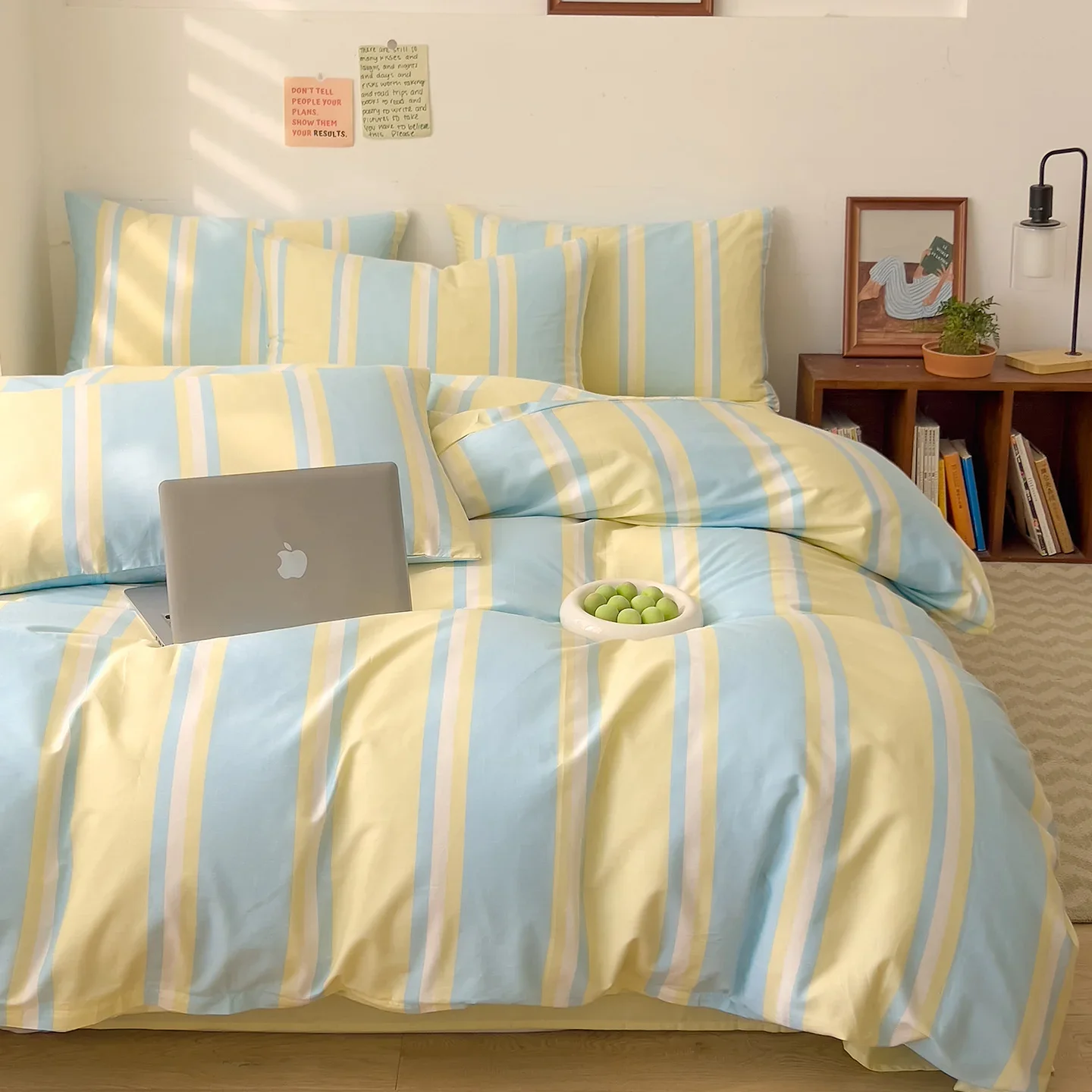 

Comforter set 100% Cotton Duvet Cover Stripe Queen Size 40s Quilt Cover Pillowcase Bedding covers Home Textile Nordic Foundation