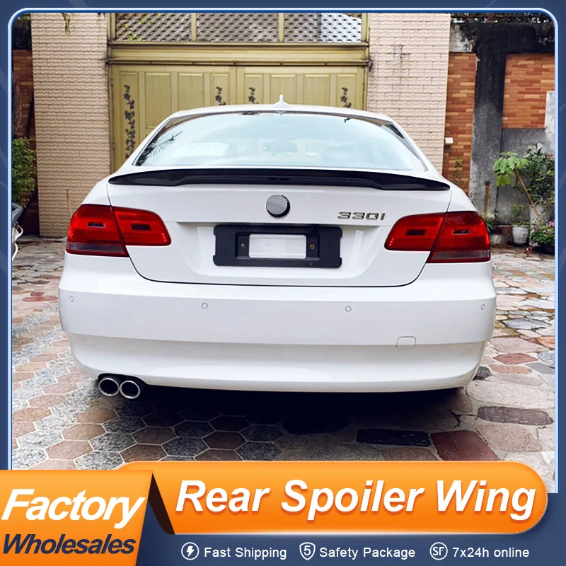 

For BMW 3 Series E92 M3 2006-2014 Rear Trunk Lid Ducktail Lip Car Spoiler Wing P Style Black Carbon Color Exterior Accessories