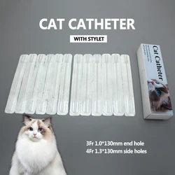 12pcs Cat Catheter with Stylet 3Fr End Hole 4Fr Side Holes Sterile Urinary Cat Catheters for Veterinary Clinic