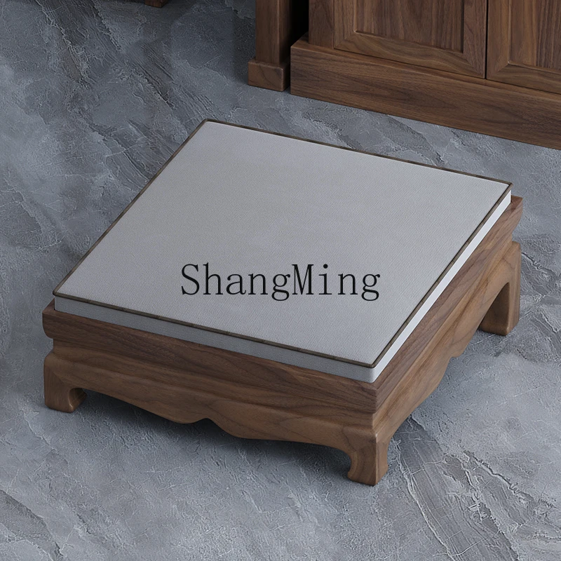 

ZJH solid wood kneeling stool temple home kneeling pad new Chinese style zen stool futon cushion black walnut prayer chair