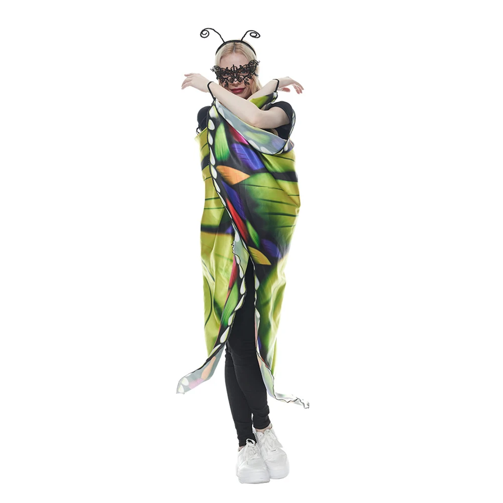 Cape papillon pour femme, costume de cosplay, tenues de manteau Everak, accessoires de costume de carnaval d'Halloween, anime, couleur de paupières, imbibé