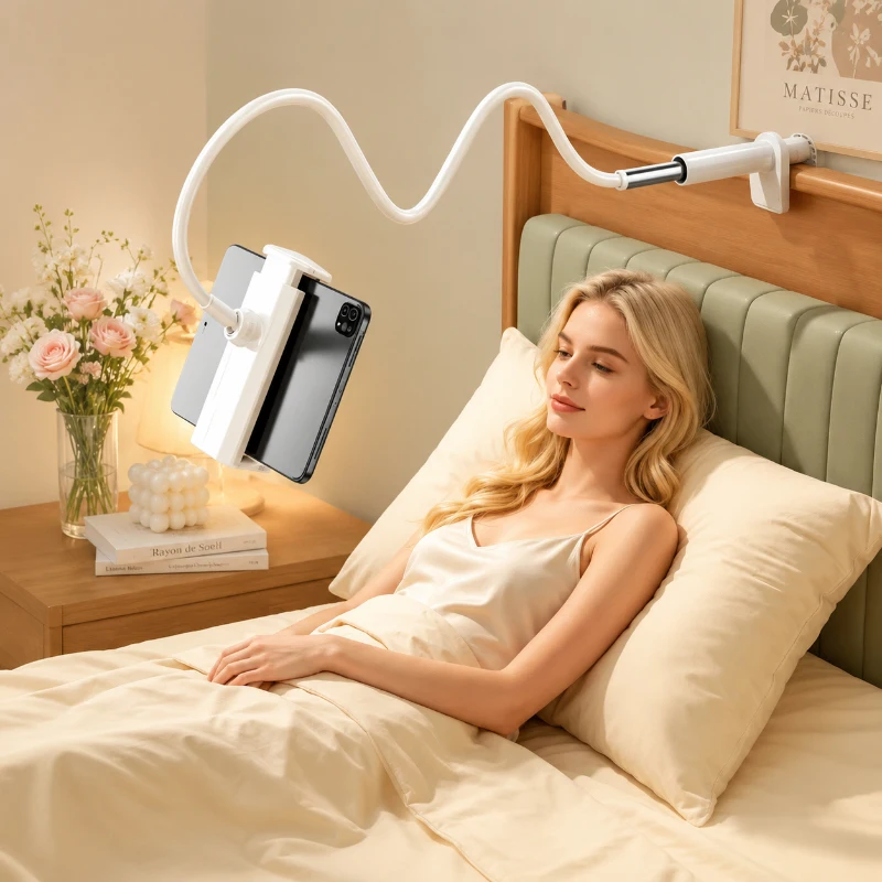 Soporte de Teléfono para Cama con Brazo Flexible de 70CM, Soporte Universal de Escritorio para iPad, Tablet y Teléfono Móvil