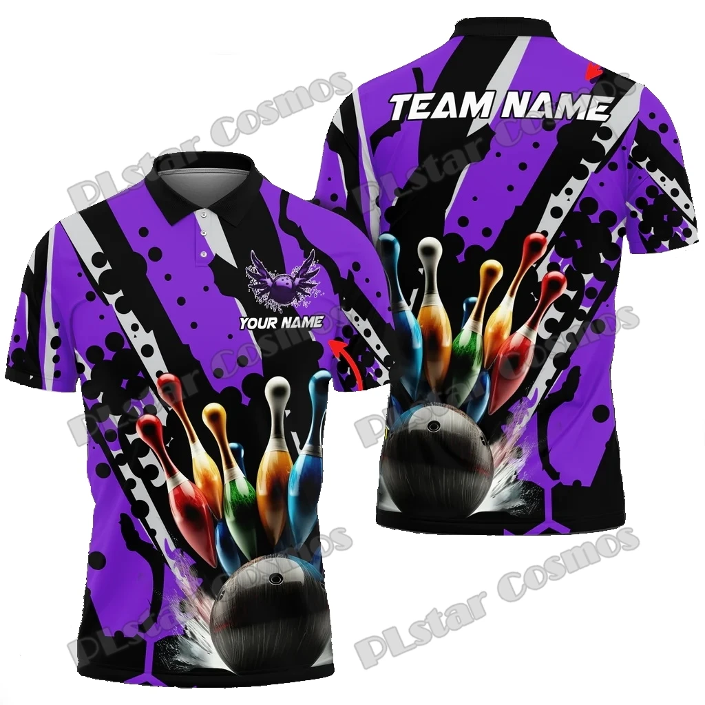 

Bowling Ball And Pins Eagle Wings Multicolor Customized Name 3D Printed Men's Polo Shirt Summer Unisex Casual Polo shirt WK223