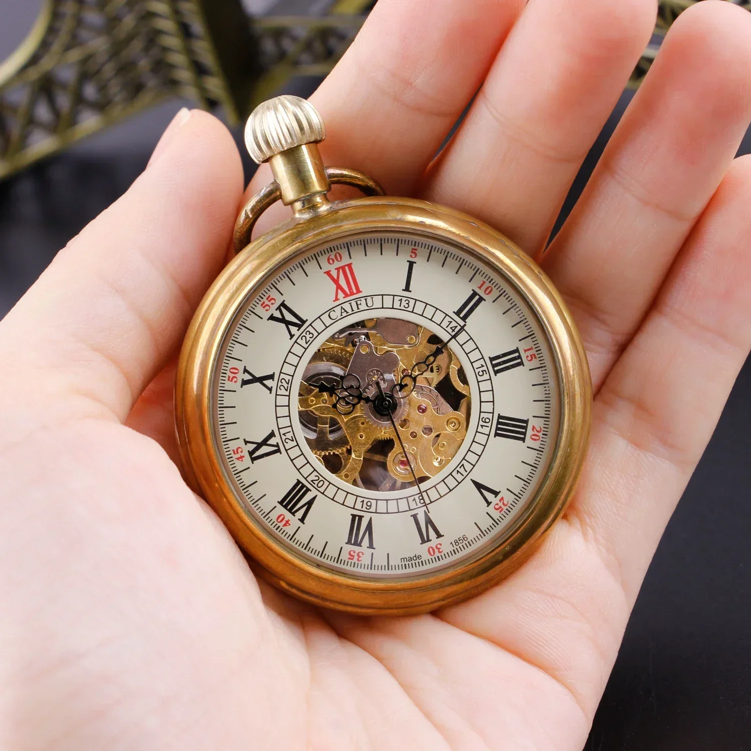 New Antique Roman Numerals Display Self Winding Mechanical Pocket Watch Vintage Pendant Clock Gentlemen Pocket Clock Gifts