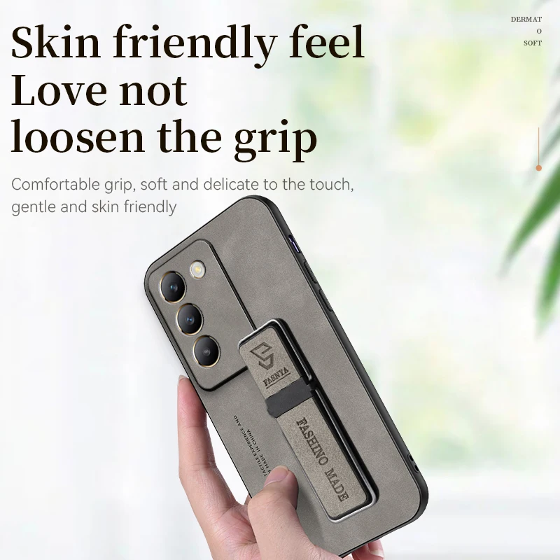 Phone Case Lambskin Texture Leather Back Cover for Vivo V27 V29 Pro V27E V29 Lite 5G Soft Frame Shockproof with Holder Cover