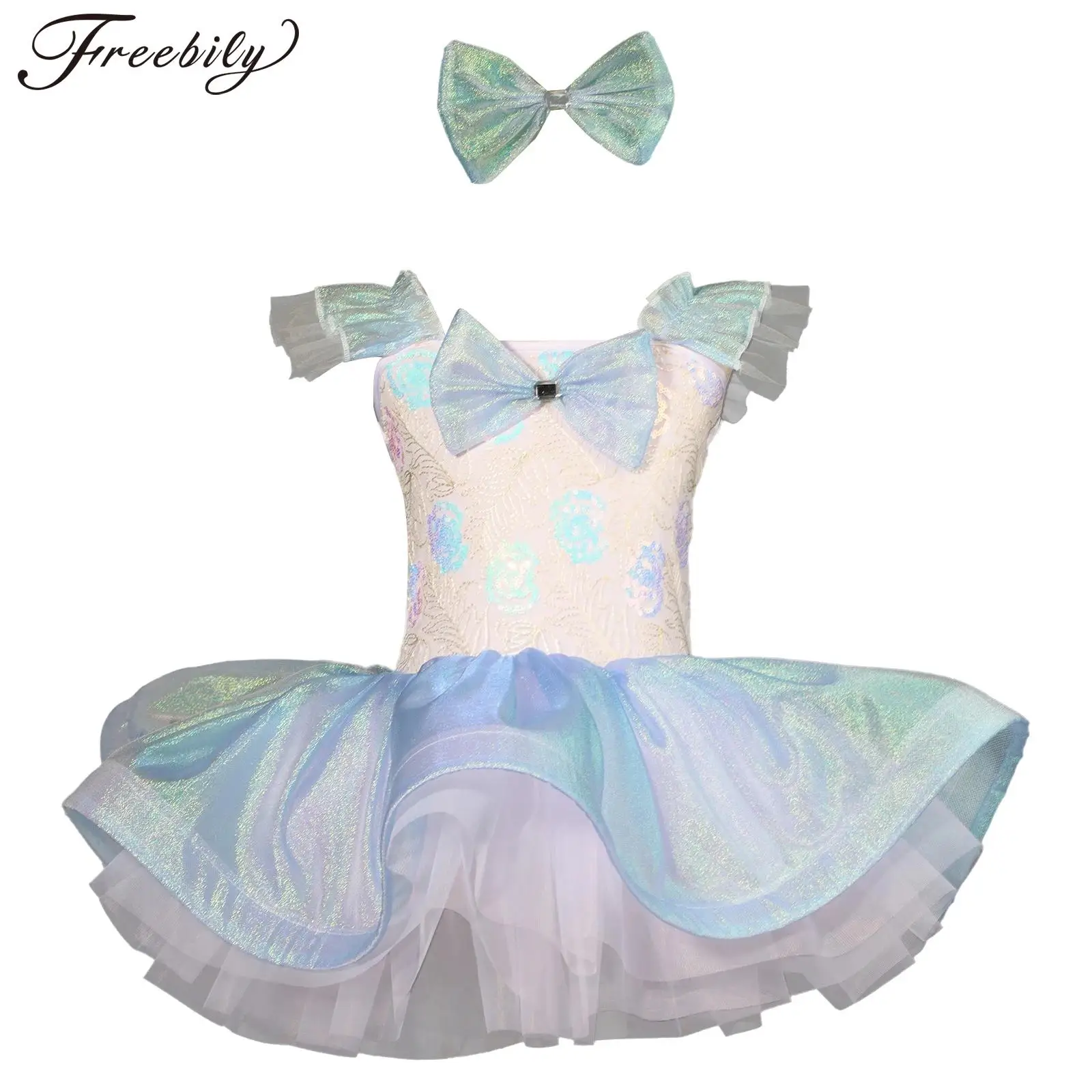 

Ballerina Dancing Clothes Childs Sparkling Sequin Tulle Princess Tutu Dress Kids Girls Stage Performance Ballet Dance Outfit
