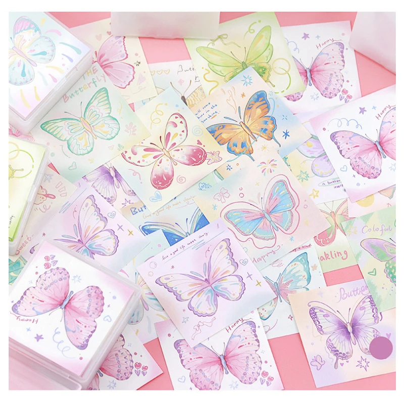 200Sheets/Box Gradient Butterfly Memo Pads Colorful Butterfly Origami Paper Folding Booklet Base Material School Stationery