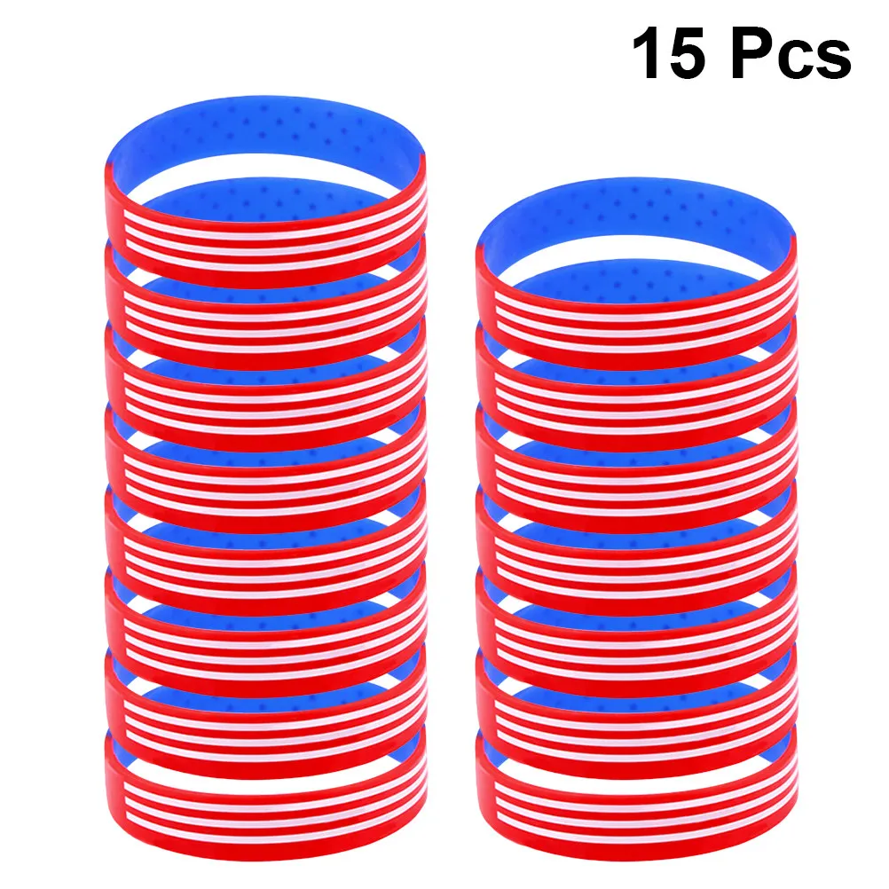 15Pcs Star Pattern Silicone Bracelet Waterproof Wristband Comfortable Sports Hand Rings for Men Women Gift Choice Colorful