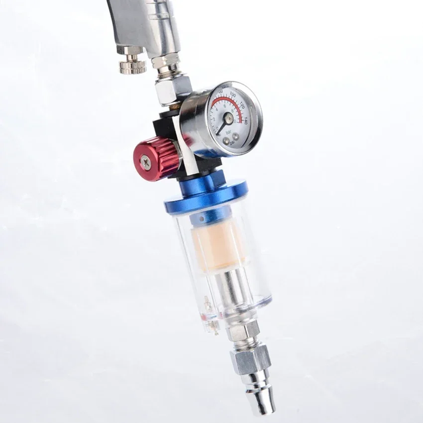 G1/4in Thread Spray Paint Gun Air Pressure Regulator Pressure Regulating Adjusting Valve Gauge 0-140 PSI Air Filter Moisture Oil