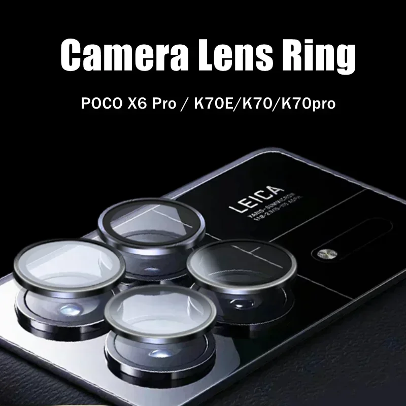 Camera Ring Glass for Xiaomi Poco X6 Pro Metal Lens Screen Protector on Redmi K70E K70 K70 Pro Back Camera Cap Case