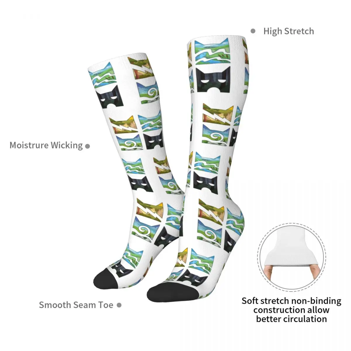 Classic Four Warriors Warrior Cats Logo Socks Harajuku Super Soft Stockings All Season Long Socks for Unisex Birthday Present