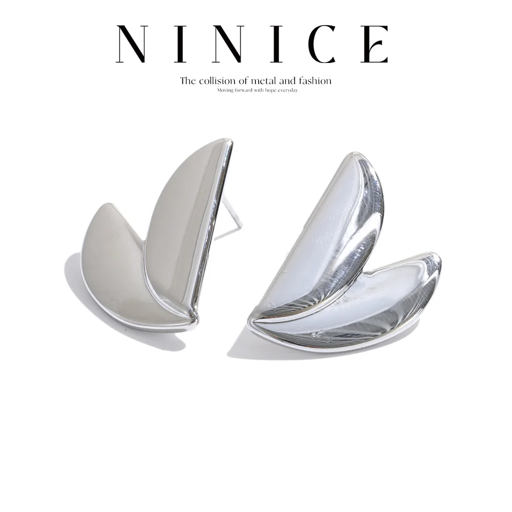 NiNice Stainless Steel Metal Stud Earrings For Women 16K PVD Plated High Quality Chic Versatile New Arrivals Jewelry