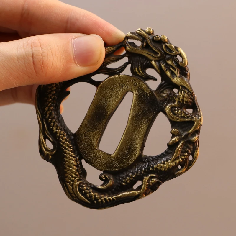 Nice Alloy Antique Brass Dragon Tsuba Guard for Real Japanese Samurai Katana or Wakizashi Sword Brand New