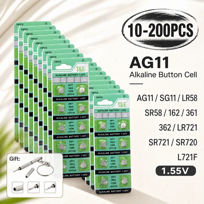 AG11 SG11 LR58 SR58 162 361 1.55V Button Coin Cell Watch Batteries for Toys Remote Controls Cameras PDAs MP3 Players