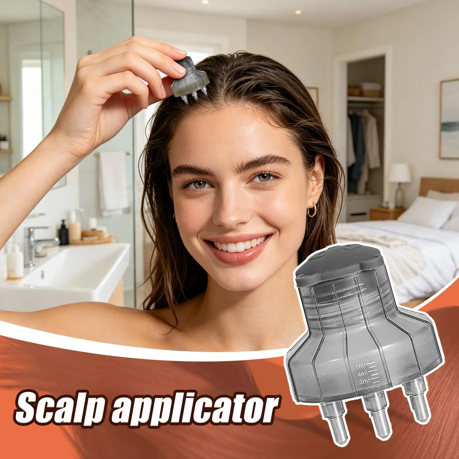 Mini Head Massager Scalp Applicator 6ml Roller Ball Brush Hair Growth Essential Oil Liquid Applicator Massage Comb