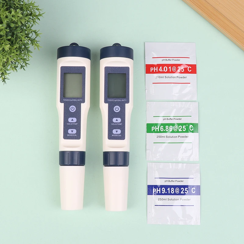 5 IN 1 PH TDS EC Temperature Salinity Digital Meter Waterproof With Automatic Calibration Function Water Quality PH Tester