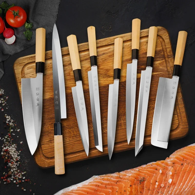 Professional Japanese Knife Salmon Sashimi Knife Chef Slicer Sushi Raw Fish Fillet Kitchen Knife