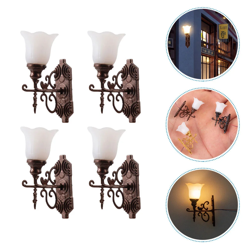 6 Pcs Shine Dollhouse Wall Light Vintage Decor Mini Lamp Abs Model Miniature Lights