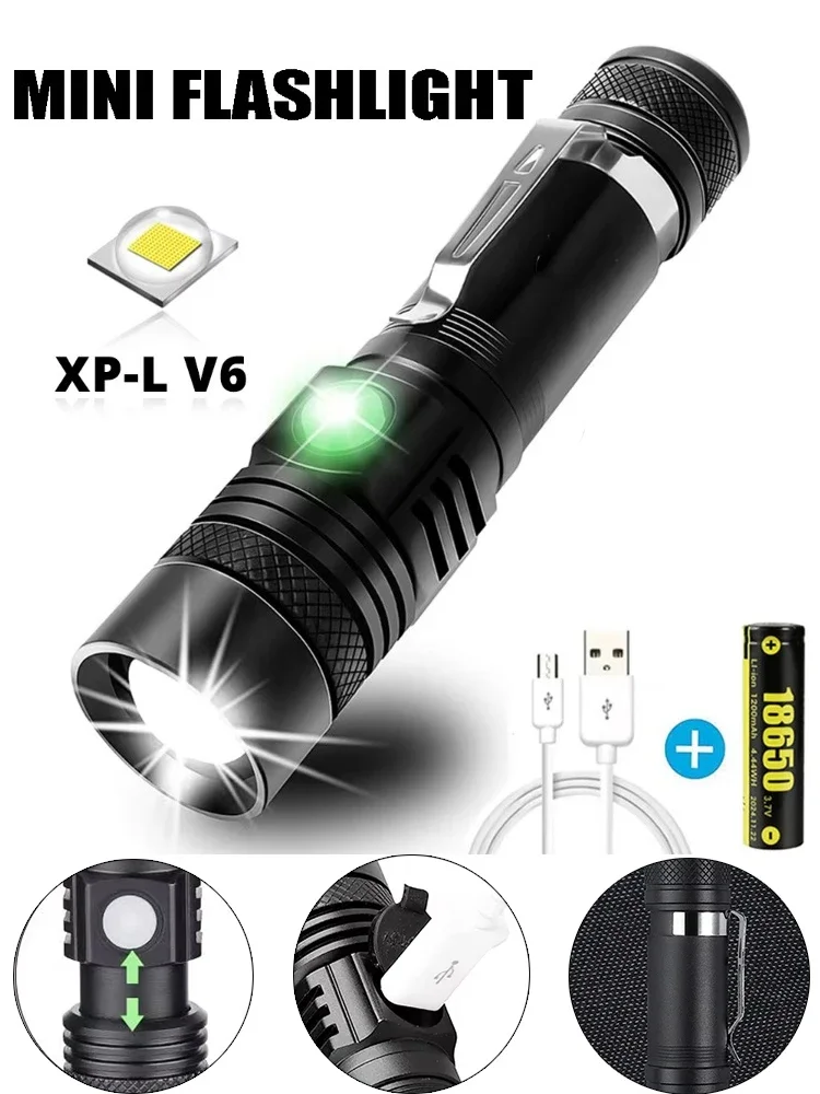 AliExpress KDULIT Ultra Bright LED Flashlight Rechargeable Aluminum Alloy Lamp with Clip Portable T6 Tactical Torch Outdoor Camping Hiking Cycling