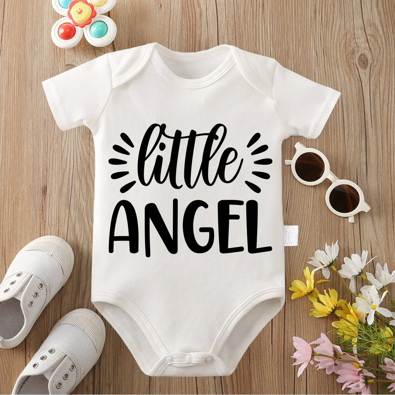 

Best Little Angel Exquisite Print Pure Cotton Cloths Comfortable Onesie Bodysuit for Baby Jumpsuit for 0 To 12 Months Newborn