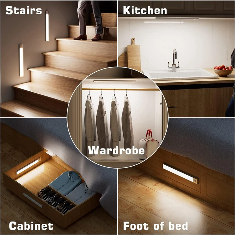 Wireless LED Lamp Intelligent Human Sensing Ultra-Thin LED Light Magnetic Strip Light USB Light For Wall Wardrobe Light