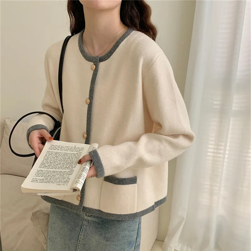 2024 Spring Pure Cotton Cardigan Sweater Women\'s O-neck Women\'s Long Sleeved Top Korean Fashion Loose New Outerwear A113