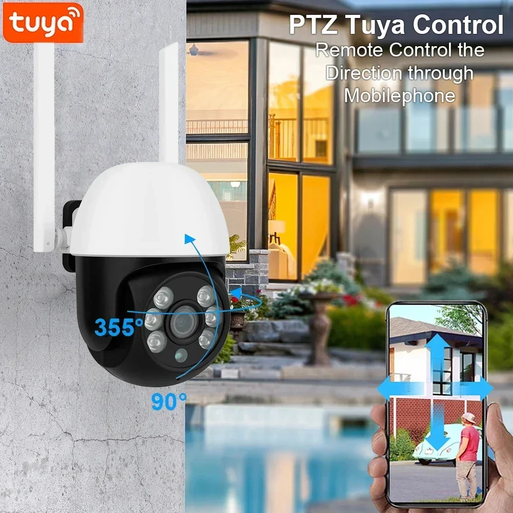 Tuya 5G 2.4G WiFi PTZ Camera 3MP 5MP Outdoor Indoor Auto Tracking Full Color Night Vision Two Way Audio Surveillance Cameras