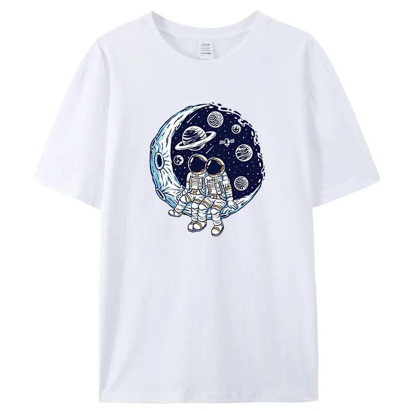 Bitcoin Crypto BTC To The Moon T Shirt Men 100% Cotton T-shirt Streetwear Tshirt Short Sleeve Astronaut Cryptocurrency Tees Tops