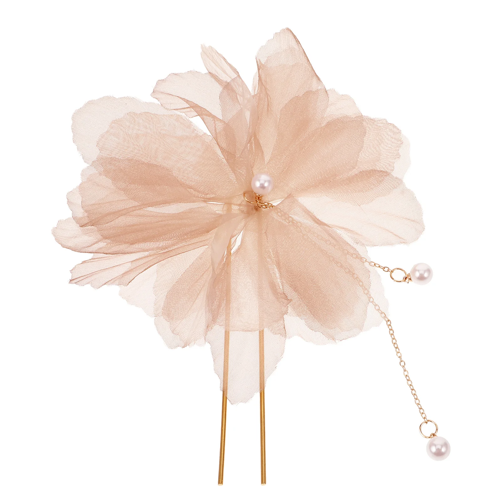 

Elegant Chiffon Flower Butterfly Hair Pin Durable U-Shaped Hair Accessory Fashion Tassel Decoration for Women Special Occasions