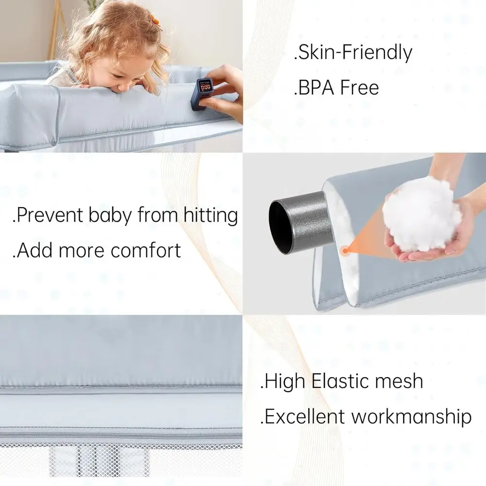 Hellgrauer faltbarer Spielplatz mit Boden- und Reißverschlusstür – Baby-Laufstall für die Sicherheit im Innenbereich