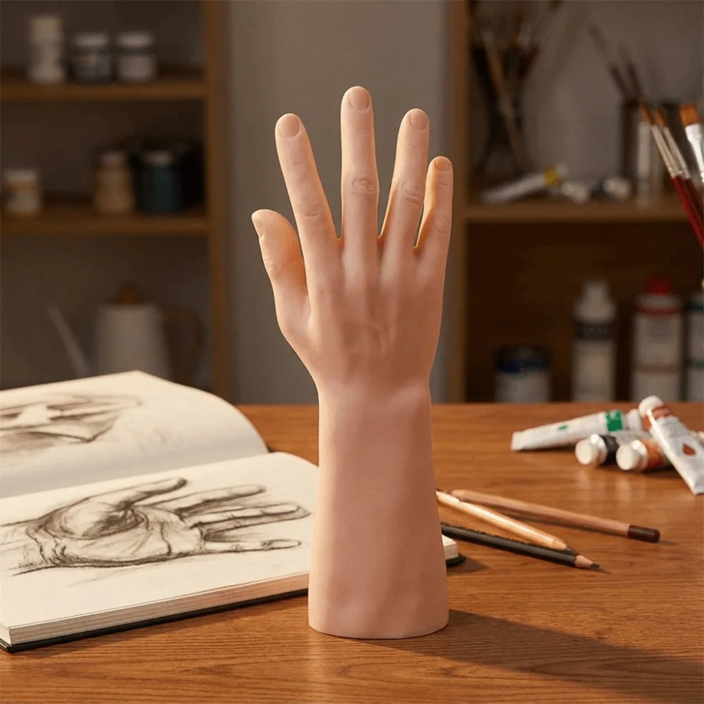 Matte Hard Male Hand Model Realistic Durable Hand Display Stand Portable Standing Ring Display Prop Watch Display