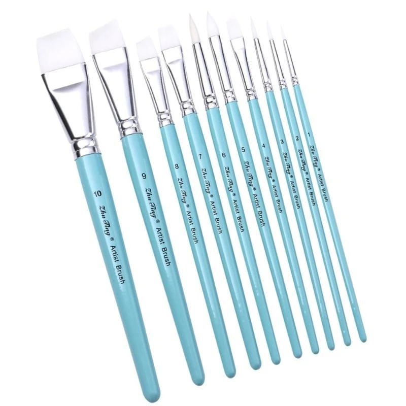  10 Pcs Watercolor Painting Brushes Artist Brushes Nylon Hair Detail Paint Brush