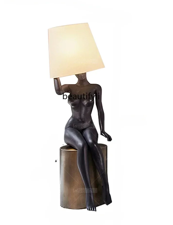 

A13 Living Room Designer FRP Art Character Decoration Decoration Home Bedside and Sofa Side Large Sculpture Floor Lamp