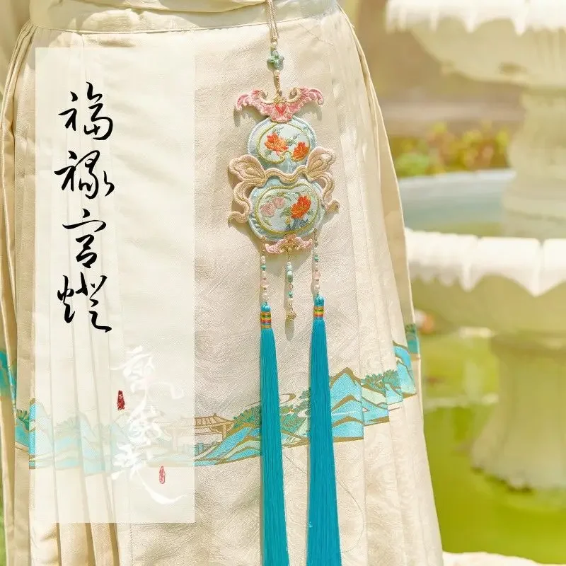 

Lucky Fulu Palace Lantern Original Double-sided Embroidery Restoration Gourd Sachet Hanfu Ban Step Antique Pendant Bag Charms