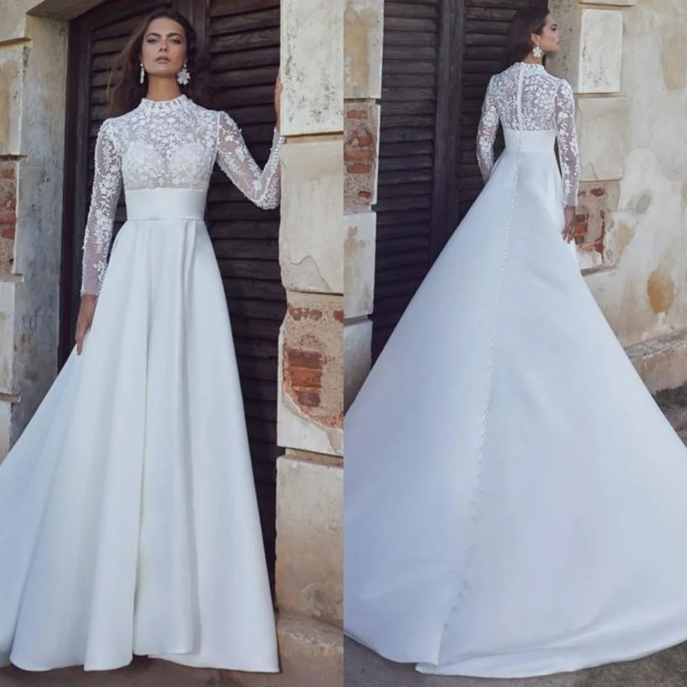 

Индивидуальные современные стильные длинные платья Charmeuse с узором плиссированной трапециевидной формы и высоким воротником, формальные платья на заказ