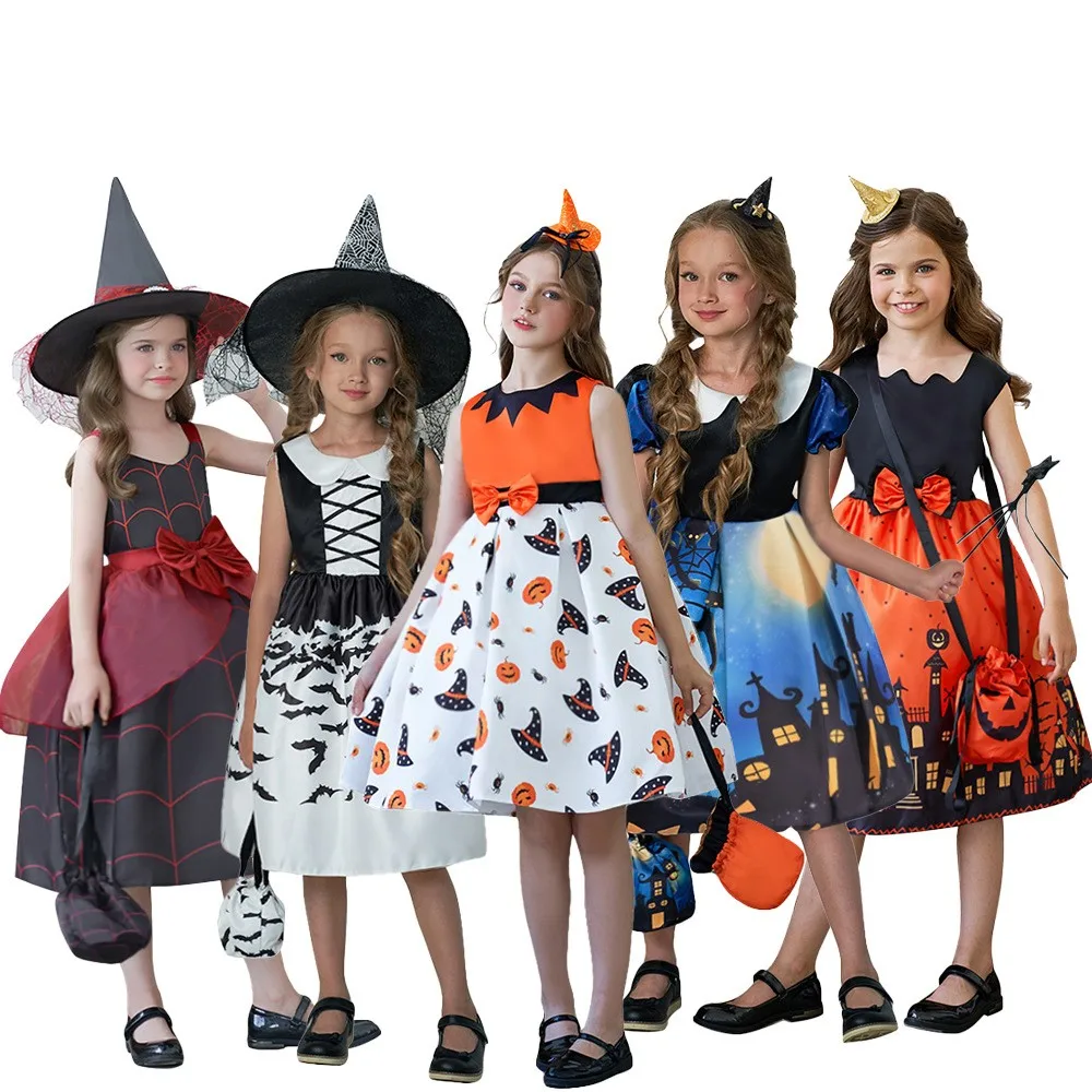 Children's Sleeveless Halloween Girls Costumes Detachable Prom Mesh Dress vestidos para niñas vestido infantil menina