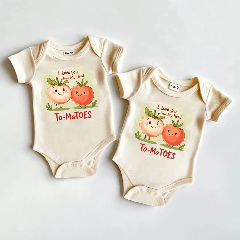 

2025 Summer Spring Cotton Bodysuits for Infant Cute Tomatoes Printed Baby Rompers Newborn Clothes