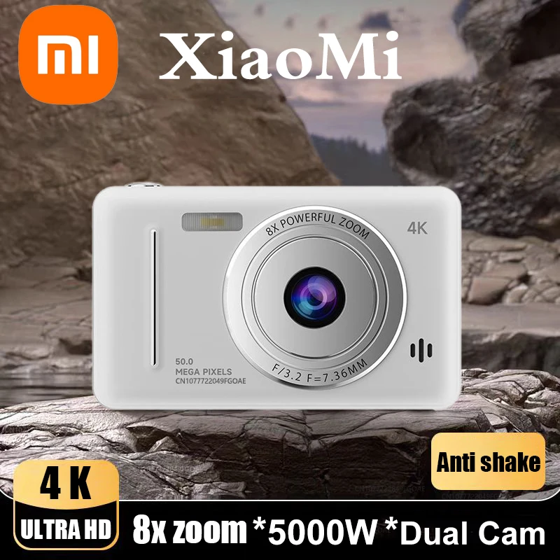 كاميرا Xiaomi 4K الرقمية ريترو CCD كاميرا بطاقة محمولة 50 مليون بكسل التركيز التلقائي كاميرا مزدوجة فلاش كاميرا على مستوى الدخول 2025