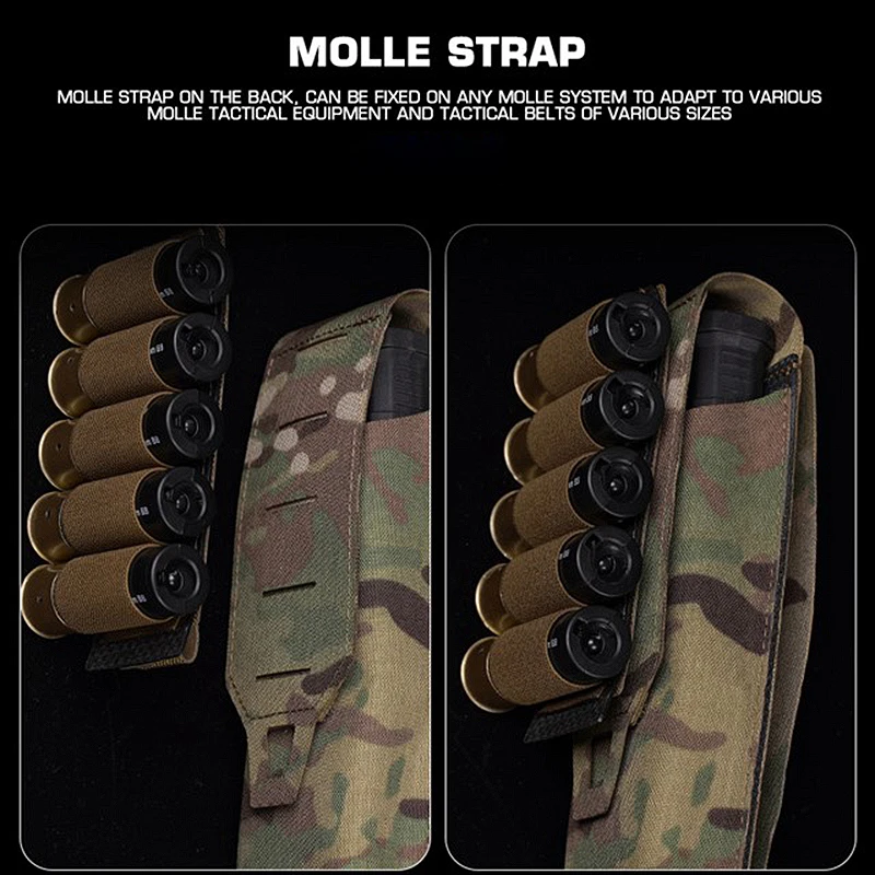 MOLLE Rifle 5.56mm Single Mag Pouch M4 AR15 Magazine Pouch, 5-Rounds Shotgun Shell Holder for 12 Gauge Shotshell Carrier Holder