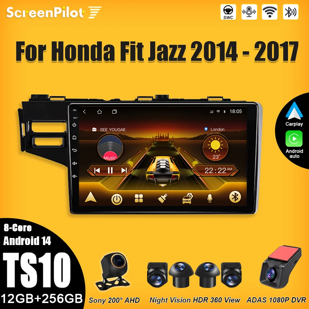 

Android 15 For Car Radio Honda Fit Jazz 2014 2015 2016 2017 Multimedia Video Player 2 din Carplay Touch Screen Wifi 5G 8 Core