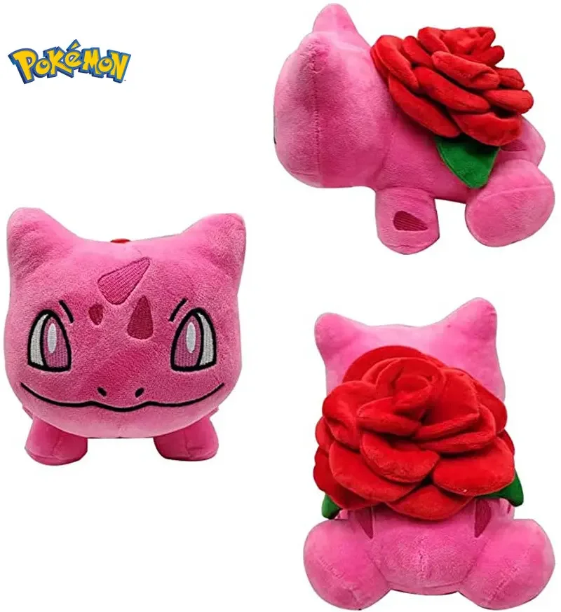 ألعاب pokébulbasaur القطيفة للفتيات ، وسادة أنيمي كاواي ، زهرة وردية ، محشوة ، دمية عيد ميلاد ، كرتون ، 20 *