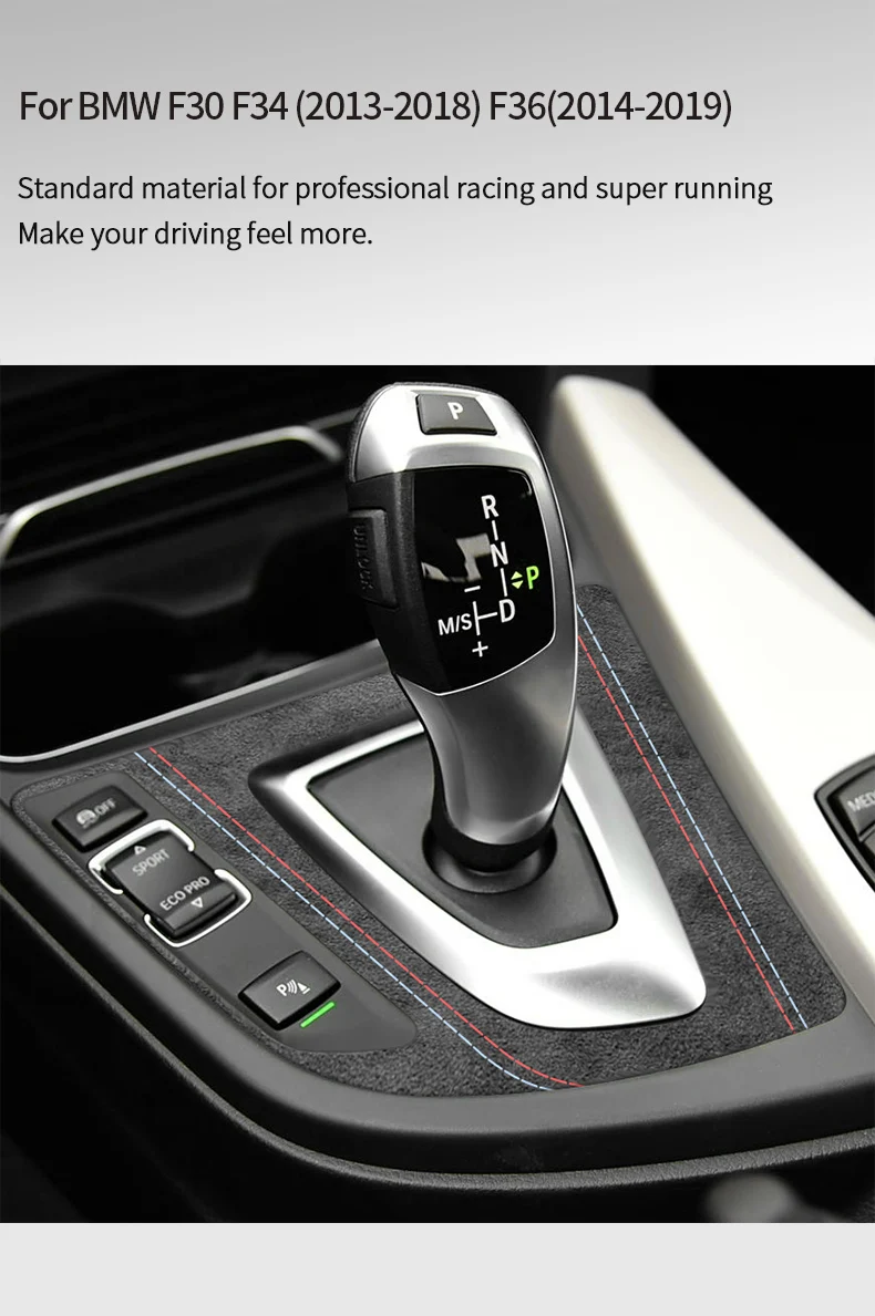 Für BMW 3 4 Serie F30 F34 F32 F33 F36 Hergestellt aus Alcantara Getriebe Shifter Panel Abdeckung Trim Aufkleber Auto Innen Tuning Zubehör – Detail 1
