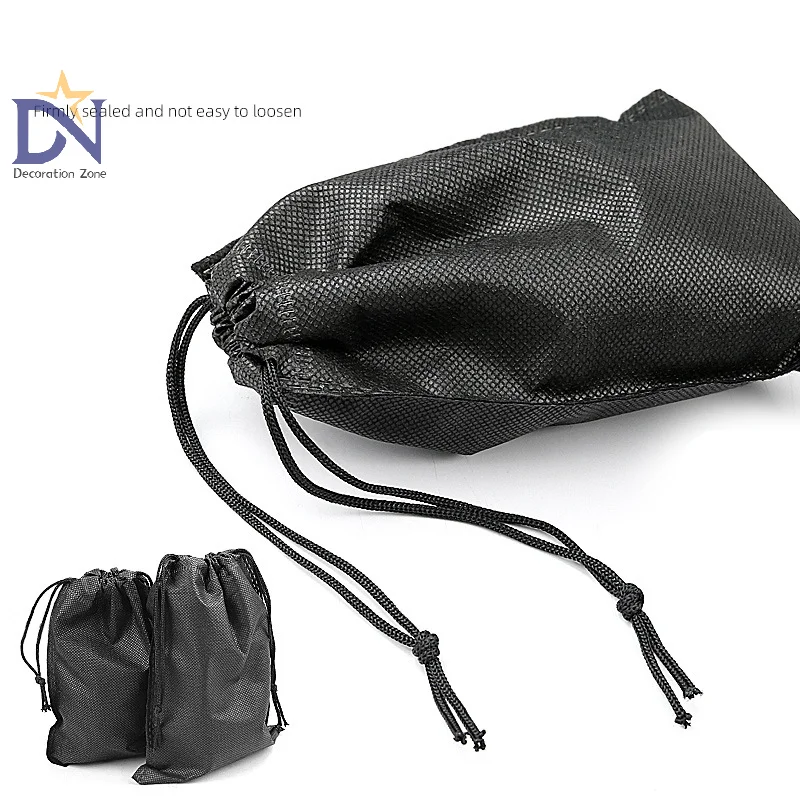 Shoe Dust Covers Non-Woven Dustproof Drawstring Black Drawstring Storage Bag Travel Pouch Shoe Bags Drying Shoes Protect